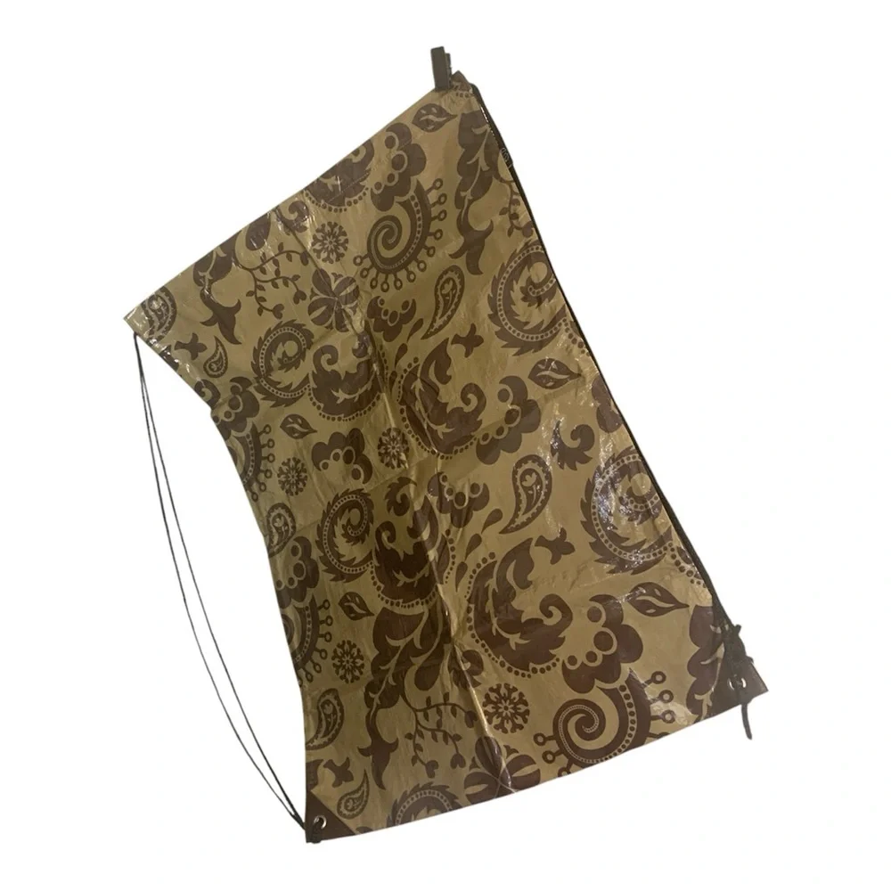 Large 30” X 21” Drawstring Laundry Bag Paisley Cotton W/Polyurethan Coating NWOT